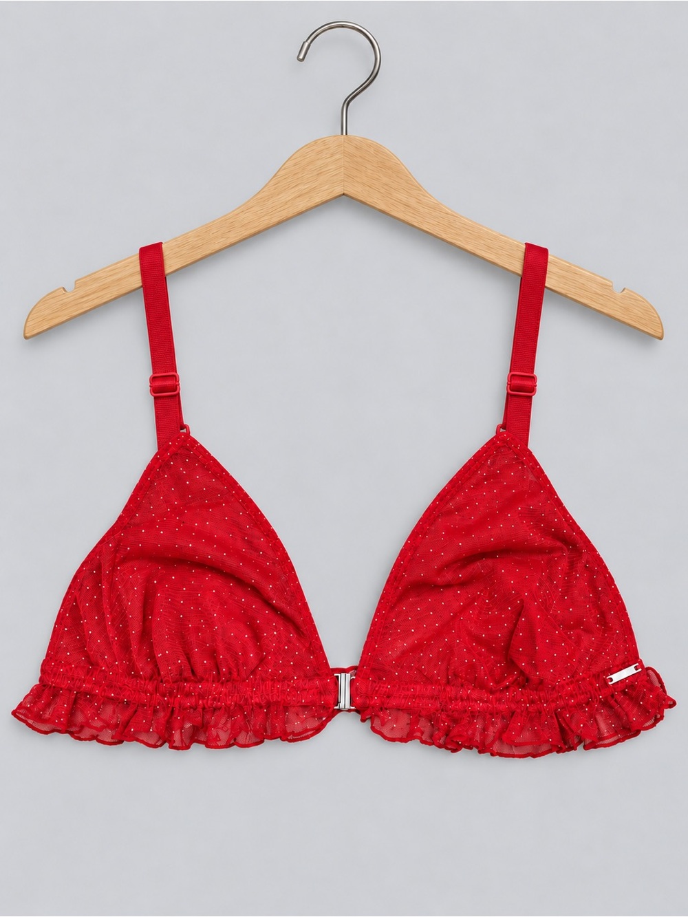 La Vie En Rose Red Ruffle Triangle Bralette